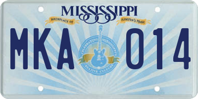 MS license plate MKA014