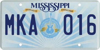 MS license plate MKA016