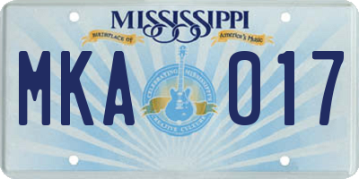 MS license plate MKA017