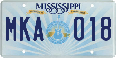 MS license plate MKA018