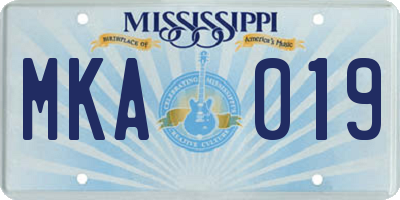 MS license plate MKA019