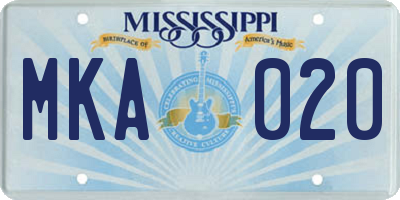 MS license plate MKA020