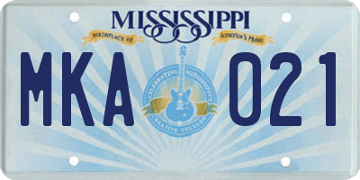 MS license plate MKA021