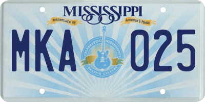 MS license plate MKA025