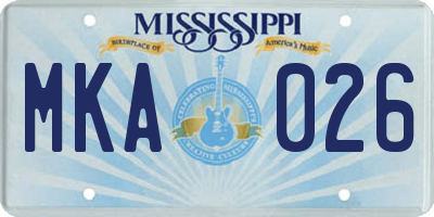 MS license plate MKA026
