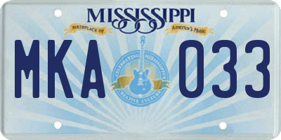 MS license plate MKA033