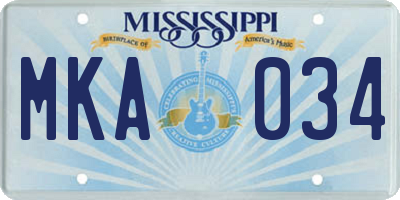 MS license plate MKA034