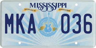 MS license plate MKA036