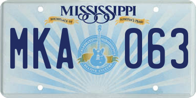 MS license plate MKA063