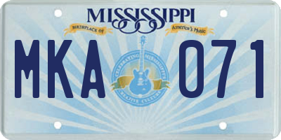 MS license plate MKA071