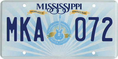 MS license plate MKA072