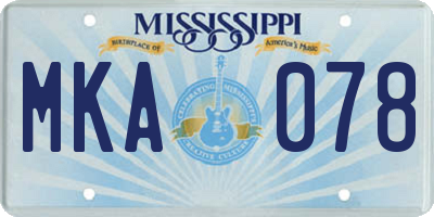 MS license plate MKA078