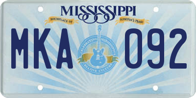 MS license plate MKA092