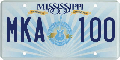 MS license plate MKA100
