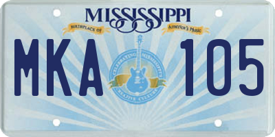 MS license plate MKA105