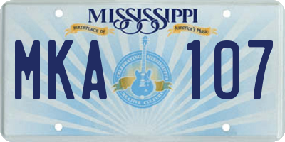 MS license plate MKA107