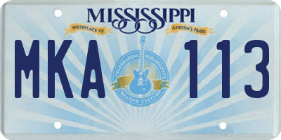 MS license plate MKA113