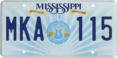 MS license plate MKA115