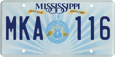 MS license plate MKA116