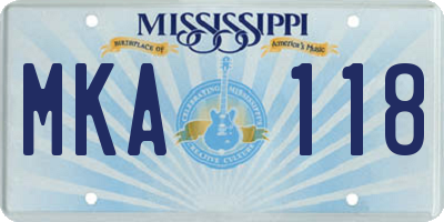MS license plate MKA118