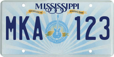 MS license plate MKA123