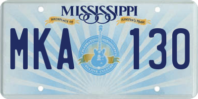 MS license plate MKA130