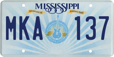 MS license plate MKA137