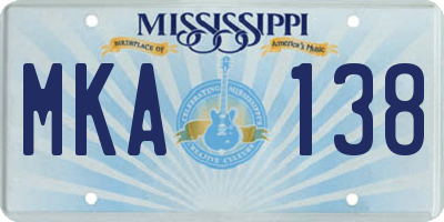 MS license plate MKA138