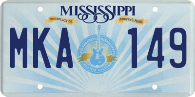 MS license plate MKA149