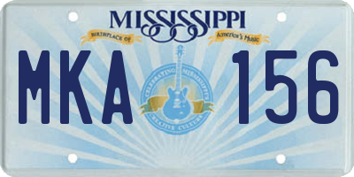 MS license plate MKA156