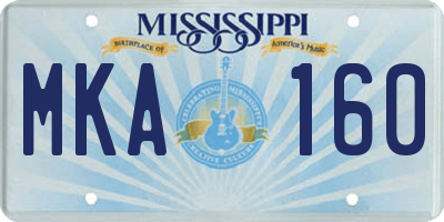 MS license plate MKA160