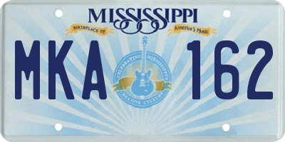 MS license plate MKA162
