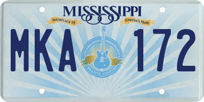 MS license plate MKA172