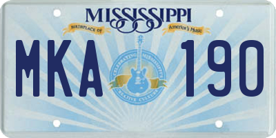 MS license plate MKA190
