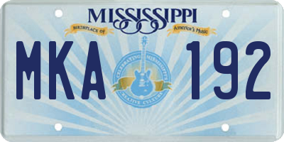 MS license plate MKA192
