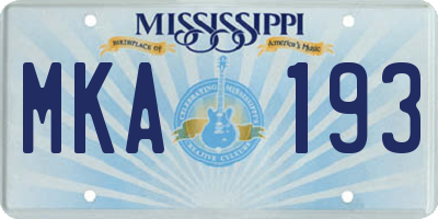 MS license plate MKA193