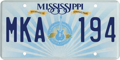 MS license plate MKA194