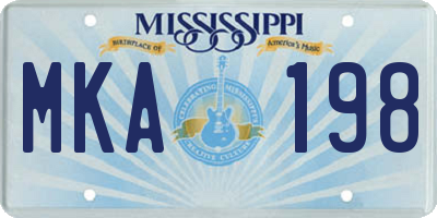MS license plate MKA198