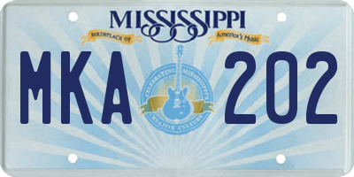 MS license plate MKA202