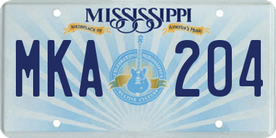 MS license plate MKA204