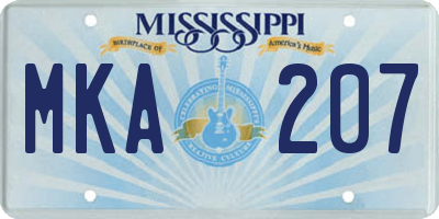 MS license plate MKA207