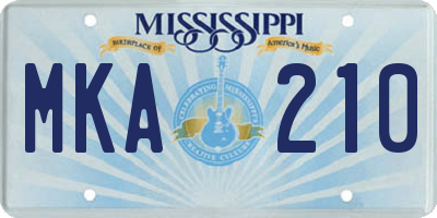 MS license plate MKA210