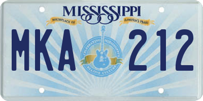 MS license plate MKA212