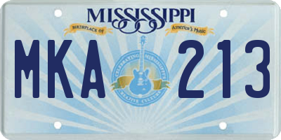 MS license plate MKA213