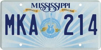 MS license plate MKA214