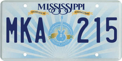 MS license plate MKA215