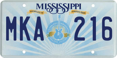 MS license plate MKA216