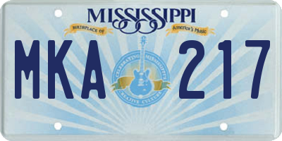 MS license plate MKA217