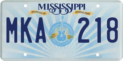 MS license plate MKA218