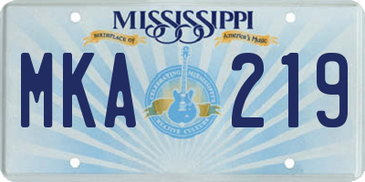 MS license plate MKA219